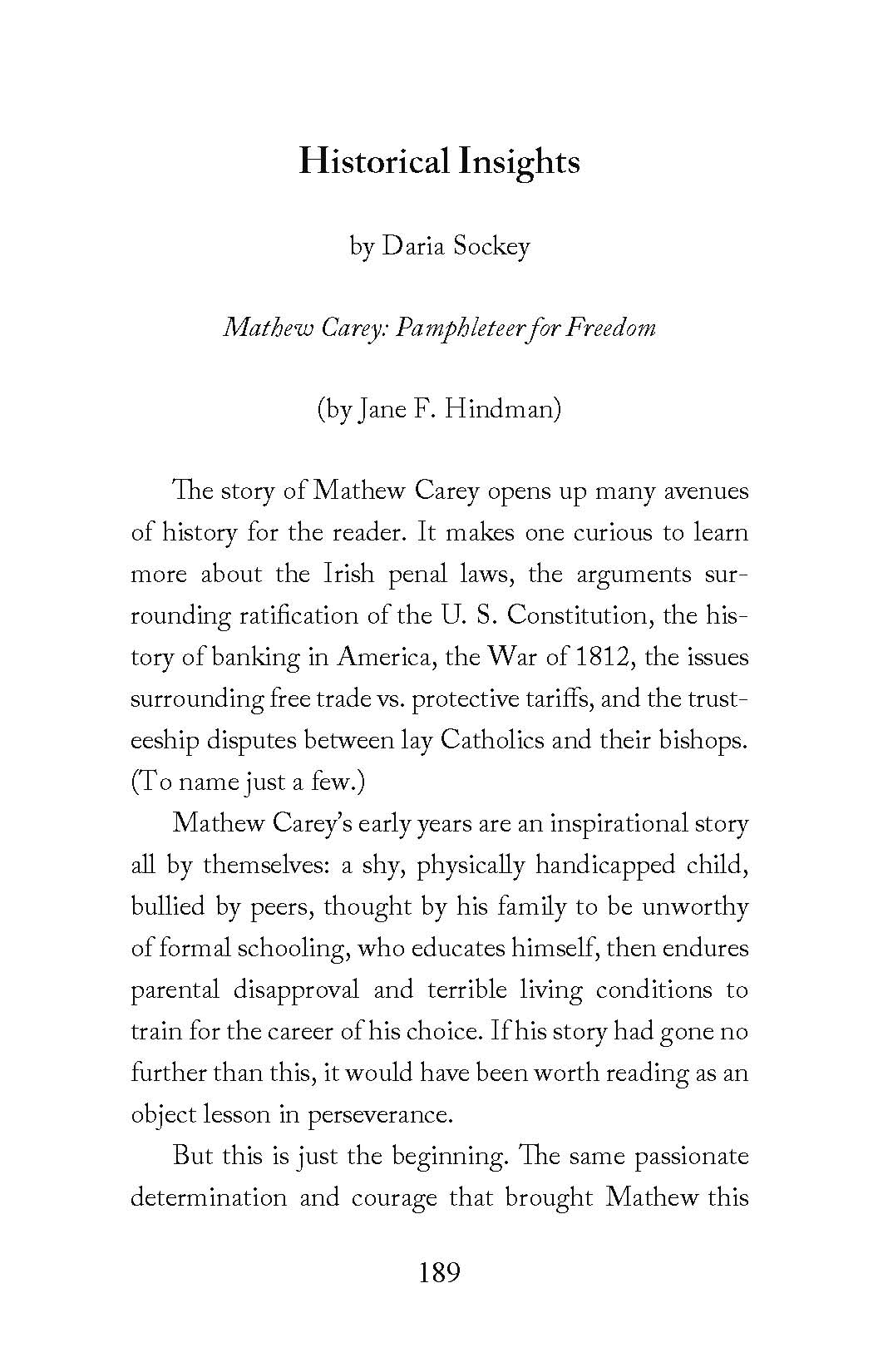 Mathew Carey: Pamphleteer for Freedom