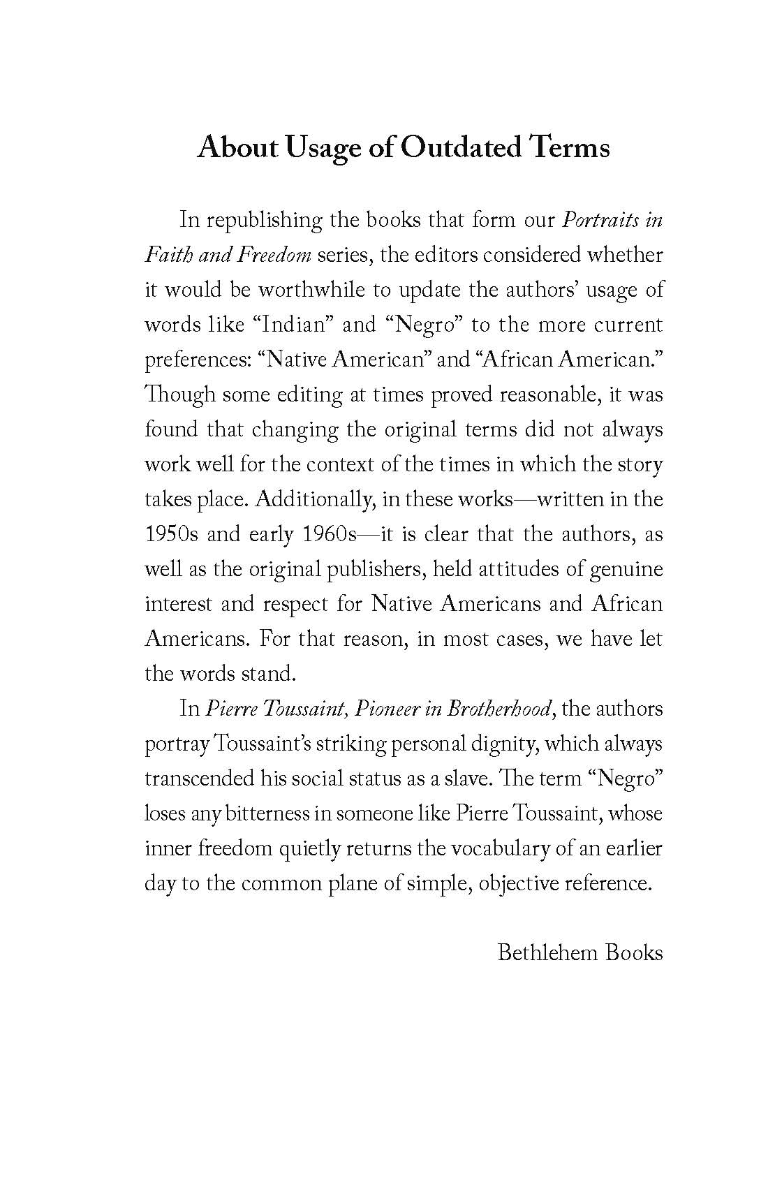 Pierre Toussaint: Pioneer in Brotherhood
