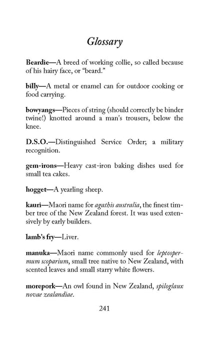 Glossary page with definitions of various Australian terms on a white background